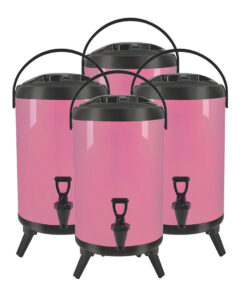 1-SOGA 4X 16L Stainless Steel Insulated Milk Tea Barrel Hot and Cold Beverage Dispenser Container with Faucet Pink