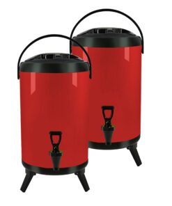 1-SOGA 2X 16L Stainless Steel Insulated Milk Tea Barrel Hot and Cold Beverage Dispenser Container with Faucet Red