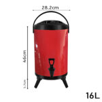 2-SOGA 4X 16L Stainless Steel Insulated Milk Tea Barrel Hot and Cold Beverage Dispenser Container with Faucet Red