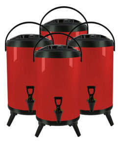 1-SOGA 4X 16L Stainless Steel Insulated Milk Tea Barrel Hot and Cold Beverage Dispenser Container with Faucet Red
