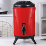 8-SOGA 4X 16L Stainless Steel Insulated Milk Tea Barrel Hot and Cold Beverage Dispenser Container with Faucet Red