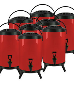 1-SOGA 8X 16L Stainless Steel Insulated Milk Tea Barrel Hot and Cold Beverage Dispenser Container with Faucet Red
