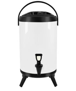 1-SOGA 16L Stainless Steel Insulated Milk Tea Barrel Hot and Cold Beverage Dispenser Container with Faucet White