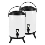 1-SOGA 2X 16L Stainless Steel Insulated Milk Tea Barrel Hot and Cold Beverage Dispenser Container with Faucet White