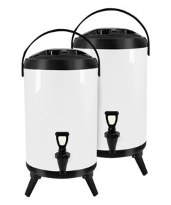 1-SOGA 2X 16L Stainless Steel Insulated Milk Tea Barrel Hot and Cold Beverage Dispenser Container with Faucet White