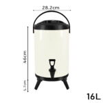 2-SOGA 4X 16L Stainless Steel Insulated Milk Tea Barrel Hot and Cold Beverage Dispenser Container with Faucet White