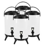 1-SOGA 4X 16L Stainless Steel Insulated Milk Tea Barrel Hot and Cold Beverage Dispenser Container with Faucet White