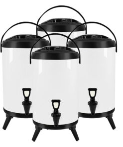 1-SOGA 4X 16L Stainless Steel Insulated Milk Tea Barrel Hot and Cold Beverage Dispenser Container with Faucet White