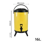 2-SOGA 16L Stainless Steel Insulated Milk Tea Barrel Hot and Cold Beverage Dispenser Container with Faucet Yellow