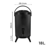 2-SOGA 18L Stainless Steel Insulated Milk Tea Barrel Hot and Cold Beverage Dispenser Container with Faucet Black