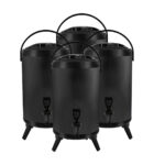 1-SOGA 4X 18L Stainless Steel Insulated Milk Tea Barrel Hot and Cold Beverage Dispenser Container with Faucet Black