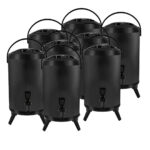 1-SOGA 8X 18L Stainless Steel Insulated Milk Tea Barrel Hot and Cold Beverage Dispenser Container with Faucet Black