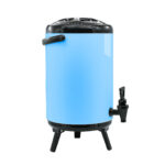 4-SOGA 2X 18L Stainless Steel Insulated Milk Tea Barrel Hot and Cold Beverage Dispenser Container with Faucet Blue