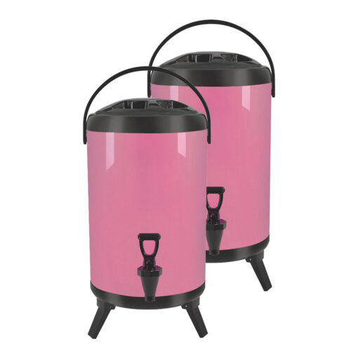 1-SOGA 2X 18L Stainless Steel Insulated Milk Tea Barrel Hot and Cold Beverage Dispenser Container with Faucet Pink