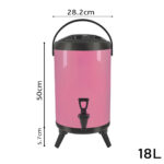 2-SOGA 4X 18L Stainless Steel Insulated Milk Tea Barrel Hot and Cold Beverage Dispenser Container with Faucet Pink
