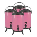 1-SOGA 4X 18L Stainless Steel Insulated Milk Tea Barrel Hot and Cold Beverage Dispenser Container with Faucet Pink