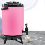 7-SOGA 4X 18L Stainless Steel Insulated Milk Tea Barrel Hot and Cold Beverage Dispenser Container with Faucet Pink