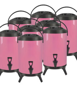 1-SOGA 8X 18L Stainless Steel Insulated Milk Tea Barrel Hot and Cold Beverage Dispenser Container with Faucet Pink