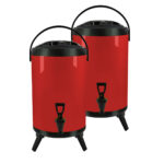 1-SOGA 2X 18L Stainless Steel Insulated Milk Tea Barrel Hot and Cold Beverage Dispenser Container with Faucet Red