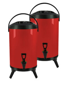 1-SOGA 2X 18L Stainless Steel Insulated Milk Tea Barrel Hot and Cold Beverage Dispenser Container with Faucet Red