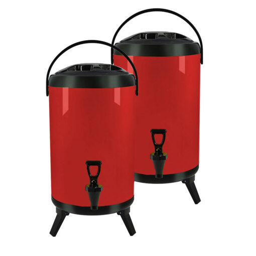 1-SOGA 2X 18L Stainless Steel Insulated Milk Tea Barrel Hot and Cold Beverage Dispenser Container with Faucet Red