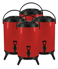 1-SOGA 4X 18L Stainless Steel Insulated Milk Tea Barrel Hot and Cold Beverage Dispenser Container with Faucet Red