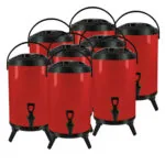 1-SOGA 8X 18L Stainless Steel Insulated Milk Tea Barrel Hot and Cold Beverage Dispenser Container with Faucet Red