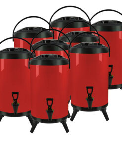 1-SOGA 8X 18L Stainless Steel Insulated Milk Tea Barrel Hot and Cold Beverage Dispenser Container with Faucet Red