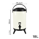 2-SOGA 18L Stainless Steel Insulated Milk Tea Barrel Hot and Cold Beverage Dispenser Container with Faucet White
