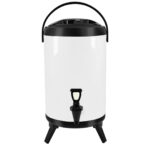 1-SOGA 18L Stainless Steel Insulated Milk Tea Barrel Hot and Cold Beverage Dispenser Container with Faucet White