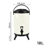 2-SOGA 2X 18L Stainless Steel Insulated Milk Tea Barrel Hot and Cold Beverage Dispenser Container with Faucet White