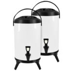 1-SOGA 2X 18L Stainless Steel Insulated Milk Tea Barrel Hot and Cold Beverage Dispenser Container with Faucet White