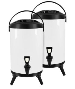 1-SOGA 2X 18L Stainless Steel Insulated Milk Tea Barrel Hot and Cold Beverage Dispenser Container with Faucet White