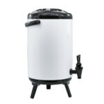 4-SOGA 2X 18L Stainless Steel Insulated Milk Tea Barrel Hot and Cold Beverage Dispenser Container with Faucet White