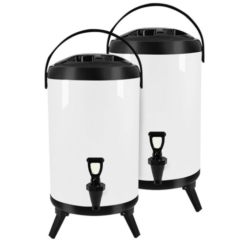 1-SOGA 2X 18L Stainless Steel Insulated Milk Tea Barrel Hot and Cold Beverage Dispenser Container with Faucet White