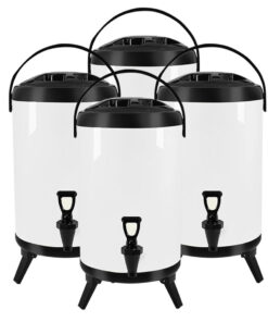 1-SOGA 4X 18L Stainless Steel Insulated Milk Tea Barrel Hot and Cold Beverage Dispenser Container with Faucet White