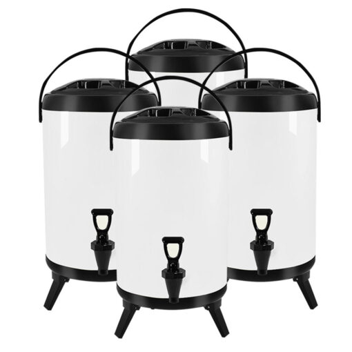 1-SOGA 4X 18L Stainless Steel Insulated Milk Tea Barrel Hot and Cold Beverage Dispenser Container with Faucet White