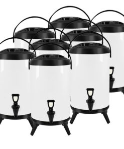 1-SOGA 8X 18L Stainless Steel Insulated Milk Tea Barrel Hot and Cold Beverage Dispenser Container with Faucet White