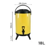 2-SOGA 18L Stainless Steel Insulated Milk Tea Barrel Hot and Cold Beverage Dispenser Container with Faucet Yellow