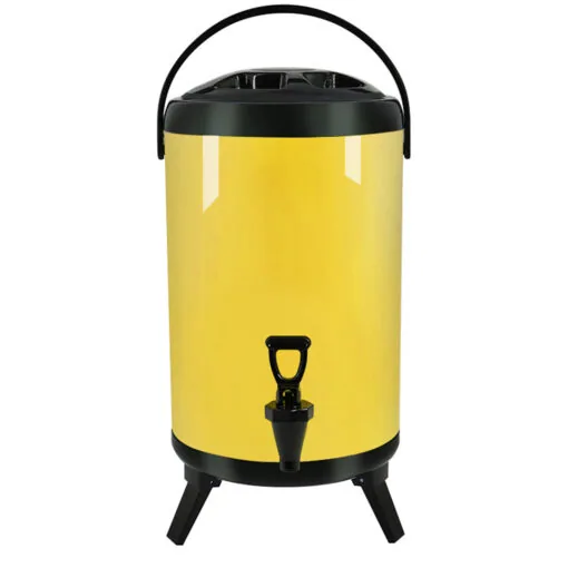 1-SOGA 18L Stainless Steel Insulated Milk Tea Barrel Hot and Cold Beverage Dispenser Container with Faucet Yellow