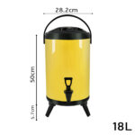 2-SOGA 2X 18L Stainless Steel Insulated Milk Tea Barrel Hot and Cold Beverage Dispenser Container with Faucet Yellow