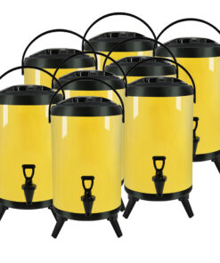 1-SOGA 8X 18L Stainless Steel Insulated Milk Tea Barrel Hot and Cold Beverage Dispenser Container with Faucet Yellow