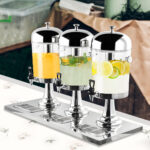 3-SOGA Triple Head 24L Stainless Steel Dispenser Beverage Juicer Transparent Commercial Drink Container Jug