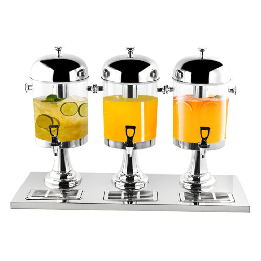 1-SOGA Triple Head 24L Stainless Steel Dispenser Beverage Juicer Transparent Commercial Drink Container Jug