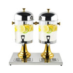 1-SOGA 16L Dual Stainless Steel Dispenser Beverage Juicer Transparent Commercial Drink Container Jug