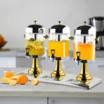 2-SOGA Triple Head 24L Stainless Steel Dispenser Beverage Juicer Transparent Commercial Drink Container Jug with Gold Accents