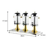 4-SOGA Triple Head 24L Stainless Steel Dispenser Beverage Juicer Transparent Commercial Drink Container Jug with Gold Accents