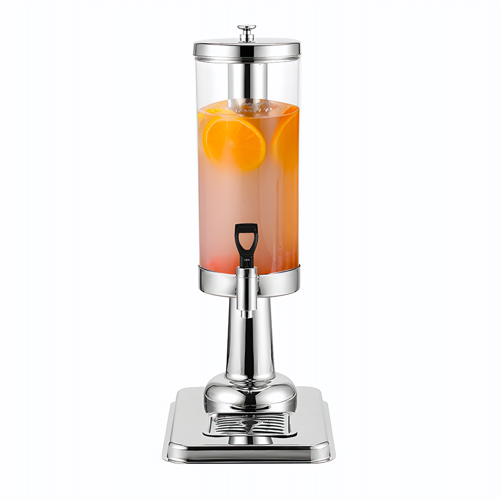 1-SOGA Single 3L Silver Stainless Steel Beverage Dispenser Ice Cylinder Clear Juicer Hot Cold Water Jug