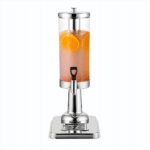 1-SOGA Single 3L Silver Stainless Steel Beverage Dispenser Ice Cylinder Clear Juicer Hot Cold Water Jug