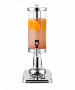 1-SOGA Single 3L Silver Stainless Steel Beverage Dispenser Ice Cylinder Clear Juicer Hot Cold Water Jug